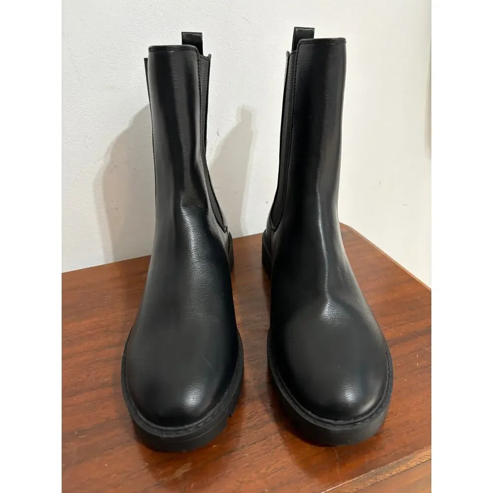 Loft Lug Sole Western Chelsea Ankle Booties Black Casual Grunge Platform Sz 8.5